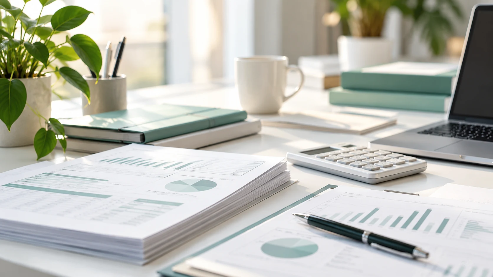 Sfeerbeeld van documenten en financiële rapportages voor een periodieke afsluiting.